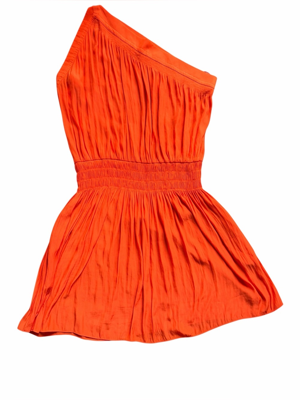 Ramy Brook Leila One Shoulder Blouson Mini Dress Orange Size Medium